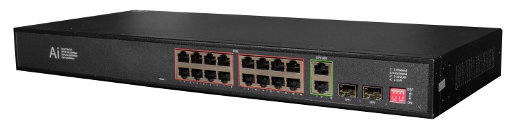 سوئيچ PoE شبکه 16 پورت گیگ با آپلینک های گیگ و ۲ اسلات SFP برند NC | فایبرنت استور