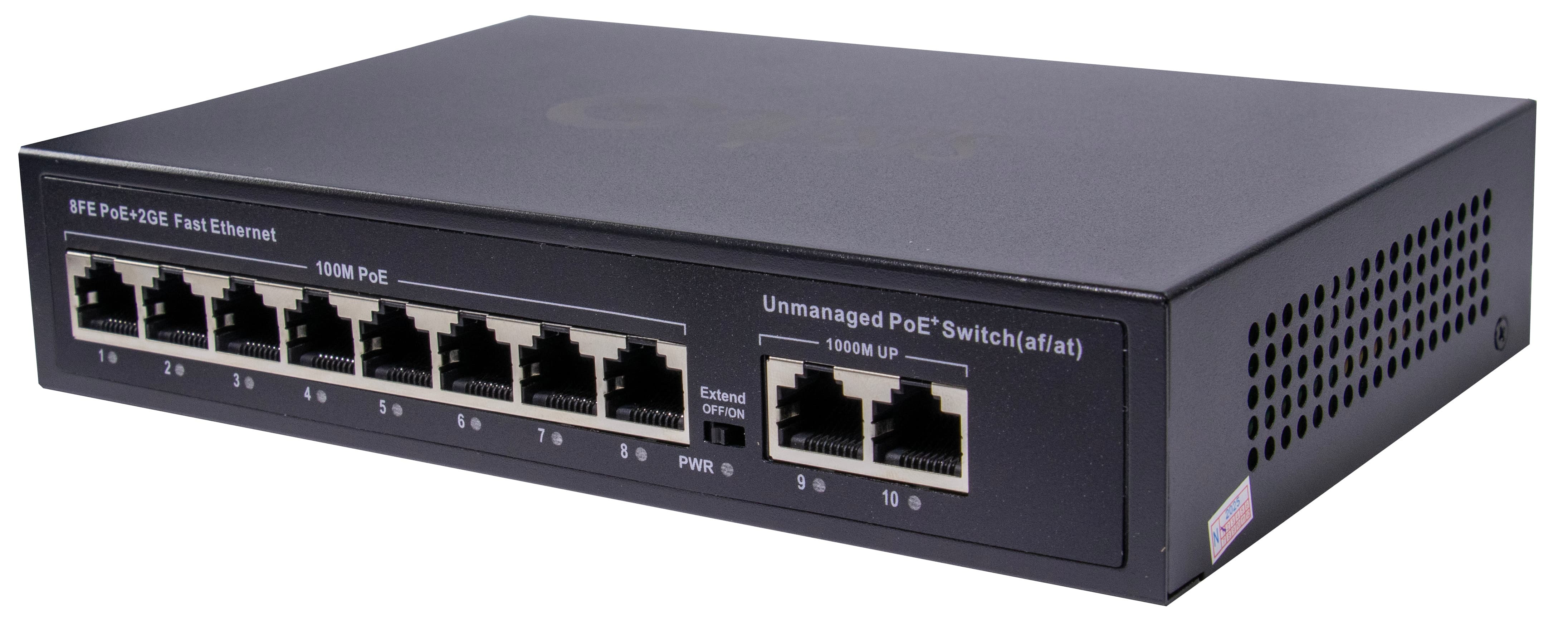  سوئيچ PoE شبکه ۸ پورت 10/100 با آپ‌لینک های گیگ برند CAPSIS | فایبرنت استور 