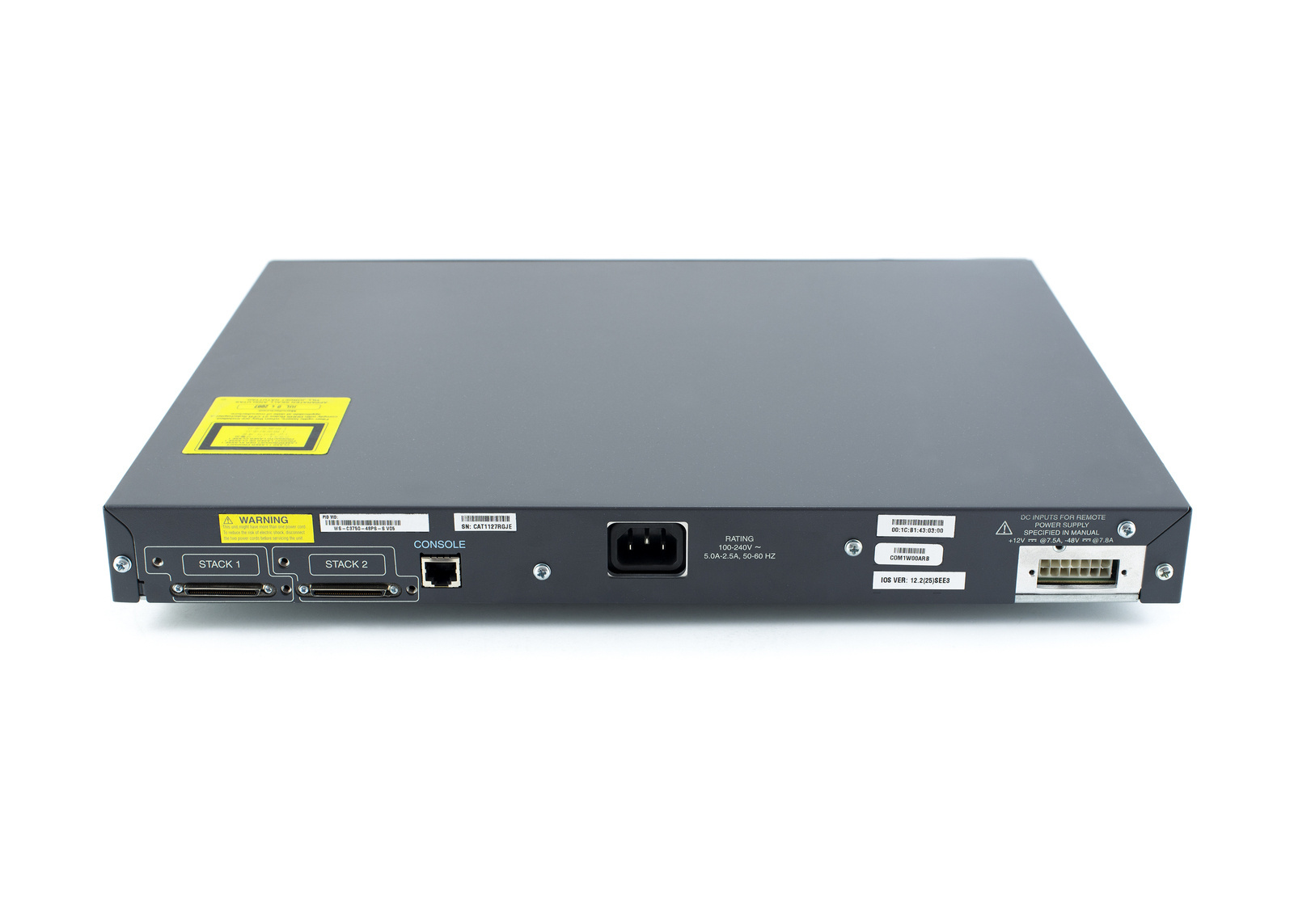  خرید سوئیچ شبکه سیسکو مدل C3750-48PS-S | فایبرنت استور 