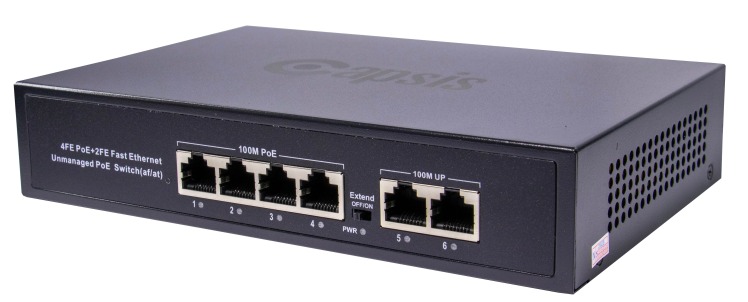 سوئيچ PoE شبکه 4 پورت 10/100 با آپلینک های 10/100 برند CAPSIS | فایبرنت استور